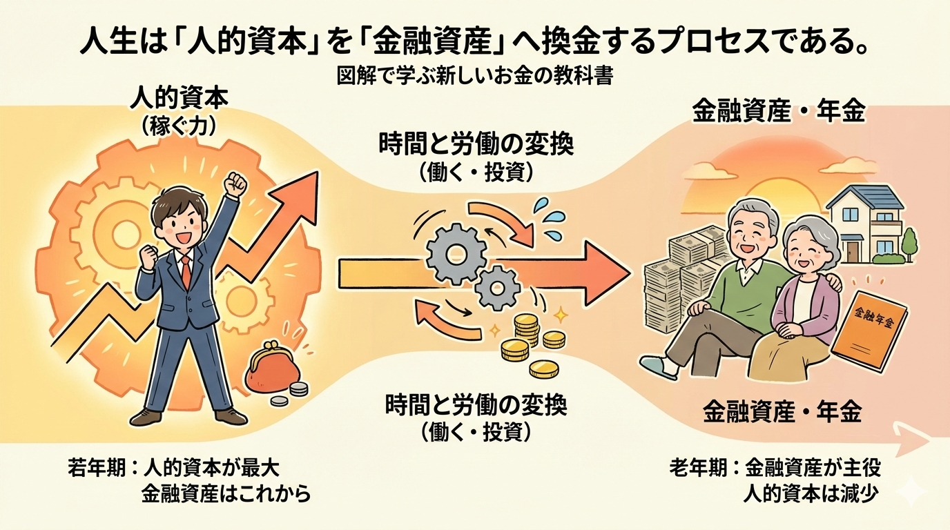人生は「人的資本」を「金融資産」へ換金するプロセスである。図解で